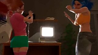 Hacker spremeni dve mokri pički v utripajoče kurce v 3D animirani futa na futa creampie sceni