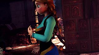 Ahoj, pozri na tajomstvo kráľovnej s Elsou vo Frozen hentai, je celá v bondage a fajka akcii