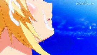 Emotional Scene with Cute Blonde Girl at Beach in Anime