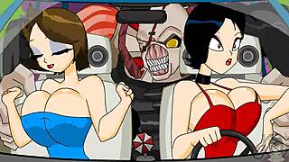 バイオハザードのアニメーションフラッシュでヴィランが巨乳をフラッシュ、ワイルドゲームシーン