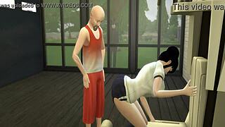 Hey, schau dir Dragon Ball Hentai an, wo Chichi die blonde Stiefmutter ihren Cuckold-Mann mit Roshi betrügt, sexuell trainiert auf seinem Schwanz