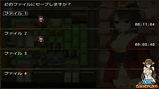 쿠노이치 피오니 게임플레이, 처녀 싸움에서 큰 가슴과 단단한 자지에 정액 튀김.