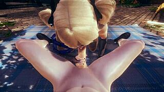 هنتاي غينشين إمباكت مع بي أو في فيشل تمص وتنفخ للقذف على الوجه في لعبة أنمي