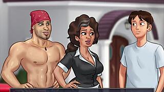 Гореща мацка с големи цици язди хардкор в Summertime Saga геймплей