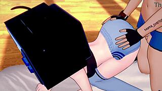 امرأة تلفزيونية تستمتع بتمارين ساخنة في ملابس رياضية، تريد الانضمام؟