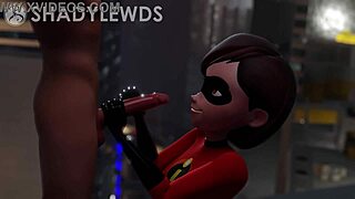 Helen Parr rooftop handjob with Violet nearby! So hot! 😍