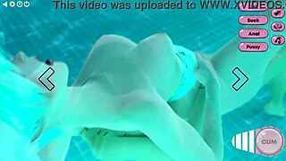 Горещ фута секс край басейна със смучене на кур и сперма