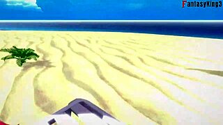 Yae Miko穿比基尼在Genshin Impact幻想的海滩上自拍疯狂性爱