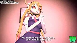 女仆龙Tohru释放狂野3D变态动作，与裸体怪物龙在史诗场景中