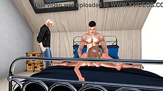 Подчинена жена дадена на заварен син за хардкор чукане