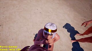 Wild Life Game Tanka Blowjob A Cumshot Na Všechny Kluky Na Pláži. Intenzivní 3D Akce Na Písečných Březích.