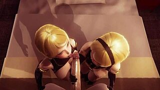 توأم نيير أوتوماتا ينيكون بقوة في حفلة جنسية جامحة