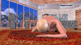 Două fete lesbiene se sărută în porn 3D animat.