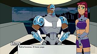 Kitten изневерява докато чукам тесния задник на Starfire, Raven е следваща да бъде проблесната! 😈