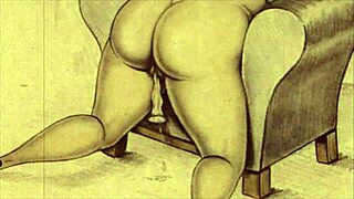 винтидж еротична илюстрация с фин съблазнителен чар