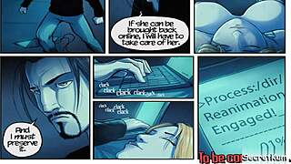 Bambole robot avanzate in trio intenso con pompini a tette grosse e scopate con cazzi mostruosi. Azione in stile fumetto