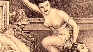 Vintage Retro Animationer Erotisk Illustrations Samling