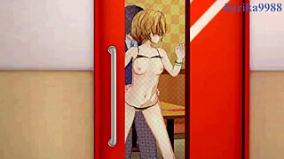 주리 사이조와 치요코 소노다가 아이돌마스터 샤이니 컬러 헨타이에서 격렬 섹스