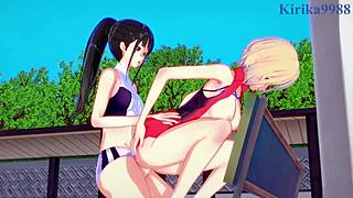 Chisato Nishikigi og Takina Inoue i vill futanari action