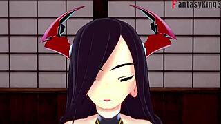 哦，天哪，弗里德里希大帝在碧蓝航线幻想中吸吮和骑乘！她在3D卡通动作中深喉