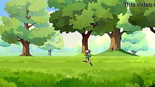 Szexi Fiatal Női Ork Arcüléssel Ül a Szerencsés Fiún Természetben Játékban