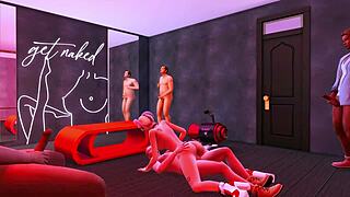 Harley Quinn, sexuální otrokyně velkých kousků... drsný anál a bukkake, Sims parodie!