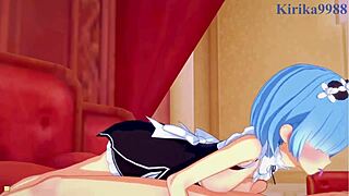 렘, 람, 나츠키 스바루의 야생 Re Zero 헨타이 크림파이 액션. 격렬한 섹스가 나를 미치게 해!