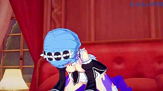 エミリア、レム、スバルのナツキがRe:Zeroハentaiシーンでワイルドセックスにダイブ