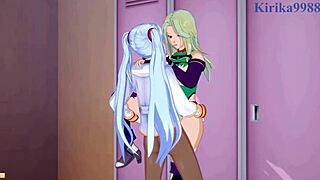 Sleduj Lamia Loveless, Festenia Muse a Ruri Hoshino v intenzivním futanari creampie sexu! Super Robot Wars hentai akce exploduje!