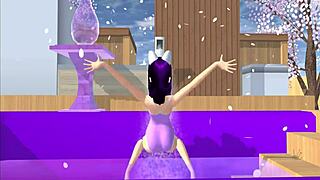 Első személyű rajzfilm rókalány táncol az öledben a sakura iskola szimulátorban