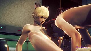 Евангелион Асука Фембой глотает сперму в манге