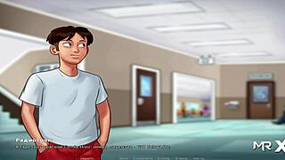 In Summertimesaga leert ze gretig Frans van hem tijdens hun hete hentai speelsessie