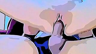 漫画のカップルが売春婦を招待してウェブカムセッション、クンニ後に太いチンポが狭いマンコに入る