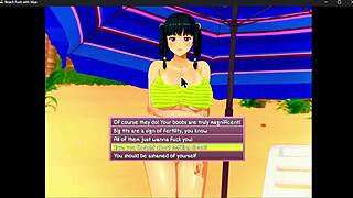 Sesso spiaggia scopo la curva asiatica Mya con cazzo mostro