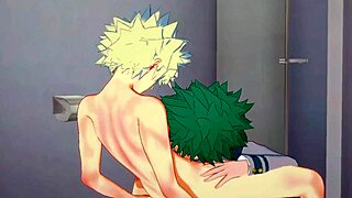 Midoriya x Bakugou v TVRDOM yaoi sexe s creampie akciou!