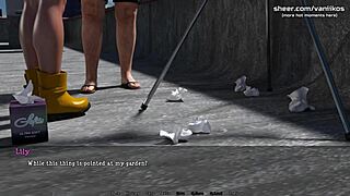 Nevěrná žena se plíží s tlustým sousedem klukem.