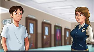 Я Ээ Люблю Summertime Saga 85 с Этой Горячей MILF Учительницей и Её Большими Сиськами в Колледже Аниме Хентай Игра с Задницей