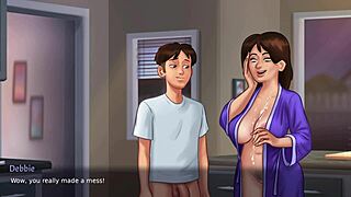 서머타임 사가 스텝맘, 주방에서 큰 자지 크림파이 받음 섹시 쇼