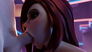 Jeg elsker at dykke ned i denne 3D hentai med dyb mund og blowjob action