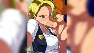 Hentai action with Android 18 in raw Dragon Ball scenes