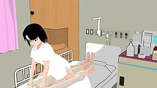 Mia de perverse verpleegster speelt dokter met anime meisje, wordt wilde massage sessie