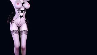 诱人3D亚洲脱衣舞娘大奶穿性感内衣被跨种族猛干