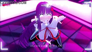 堕落假阳具让她疯狂 跳舞喷水在动画Hentai高潮场景 玩具带来激烈骑乘快感