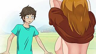 minecraft rolník odhaluje křivky v pářícím se hentai kresleném parodii