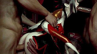 3D可爱亚洲cosplay模特首次体验巨屌跨种族群交和大奶