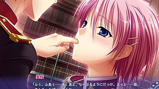 Wakyure Romanze特色Kisaki Mio在动漫人妻游戏动作中，强烈对比和暗示邂逅制造张力。