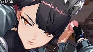 خدمة خادمة حصرية مع فوتاناري ونيك شفاهي في رسوم متحركة هينتاي 3D