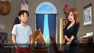 Madrastra tetona no puede parar de mostrar sus enormes tetas en juego 3D!