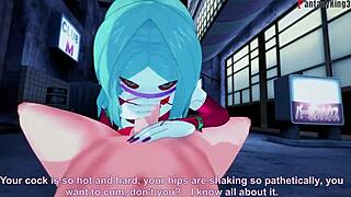 rebecca прави минет в нощен град cyberpunk фантазия king3 пълна сцена