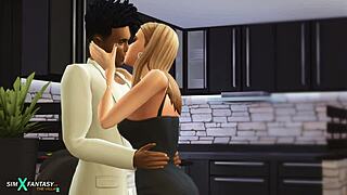 Rik og svart utforsker Polliana demure i animert sims stil